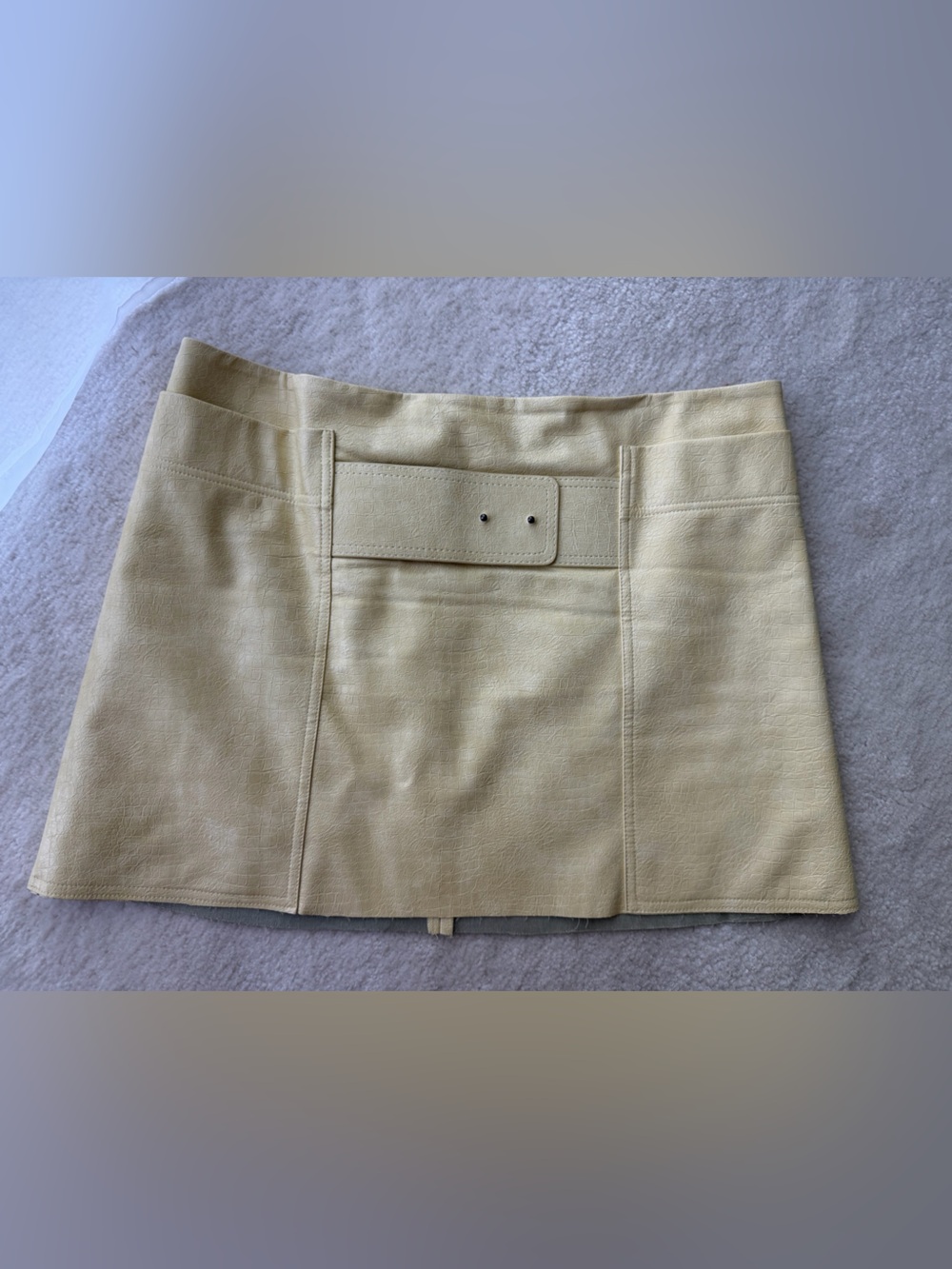 Anthropologie Pale Yellow Leather A-Line Mini Skirt